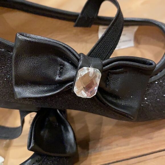 Lily & Dan Toddler Dress Shoe Black Glitter Rhinestone and bow Size 5/6 - Picture 13 of 16